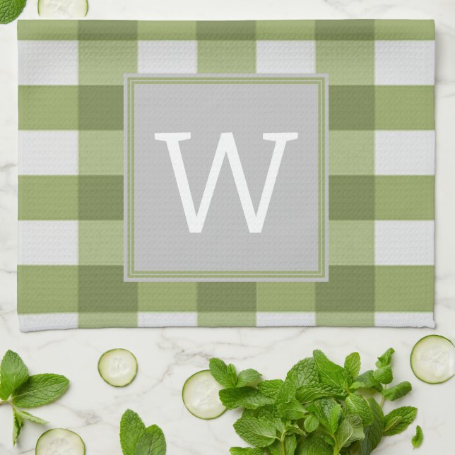 Green Buffalo Kariertes Monogram Handtuch (Gefaltet)