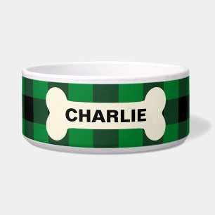 Green Buffalo Karo Hundeknochen Rustikaler Name Napf