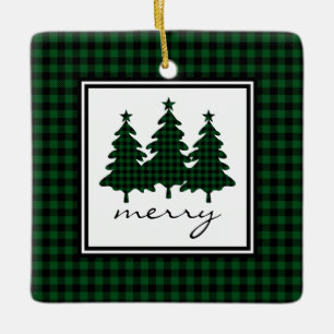 Green Buffalo Karo Pine Trees Keramikornament