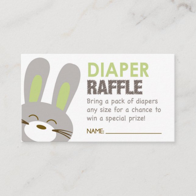 Green Bunny Diaper Raffle Ticket Begleitkarte (Vorderseite)