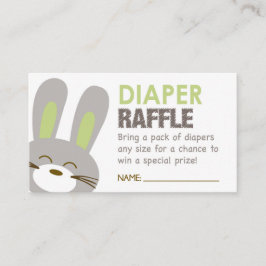 Green Bunny Diaper Raffle Ticket Begleitkarte