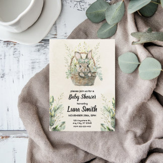 Green Bunny Rabbit Babydusche Einladung
