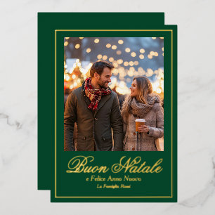 Green Buon Natale e Felice Anno Nuovo Script Foto Folien Feiertagskarte