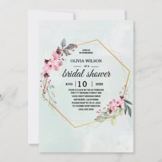 Green Burgundy Gold Blush Pink Bridal Shower Einladung