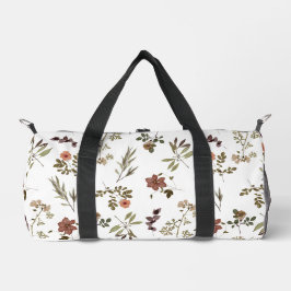 Green Burgundy Wildflower Duffle Bag