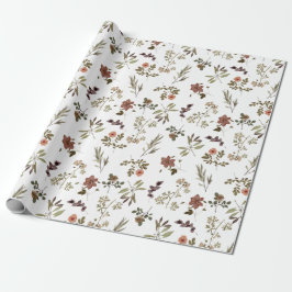 Green Burgundy Wildflower Geschenkpapier