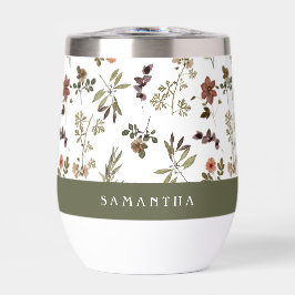 Green Burgundy Wildflower Monogram Name