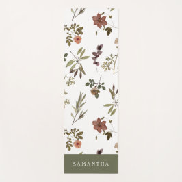 Green Burgundy Wildflower Monogram Name Yogamatte