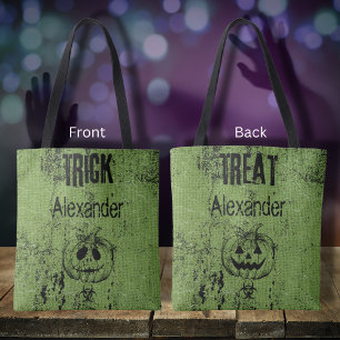 Green Burlap Trick oder Treat Bag Tasche