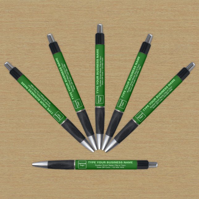 Green Business Brand on Pen Kugelschreiber (Pen with green barrel and your business brand)