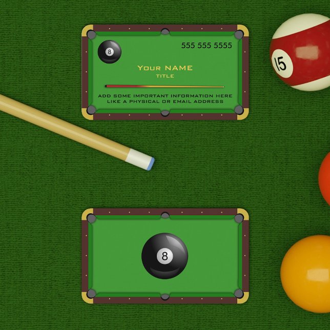 Green Business Card Pool Table Visitenkarte (Von Creator hochgeladen)