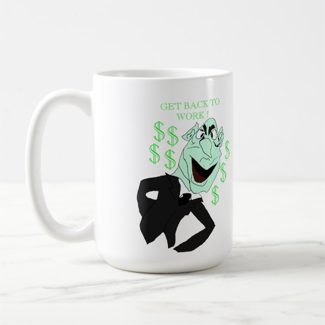 Green business executive puppet kaffeetasse (Links)