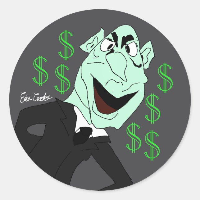 Green business executive puppet runder aufkleber (Vorderseite)