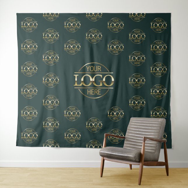 Green Business Logo Step & Repeat Backdrop Banner Wandteppich (Beispiel (Horizontal))