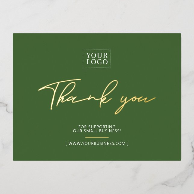 Green Business-Logo Vielen Dank Beilage Folie Einladungspostkarte (Vorderseite)