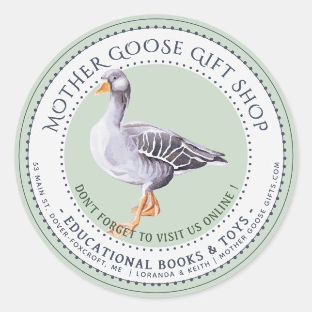 Green Business Mother Goose Bookshop Buchzeichen Runder Aufkleber (Vorderseite)