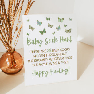 Green Butterfly Baby Sock Hunt Baby Showspiel Sockelschild