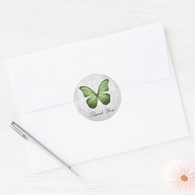 Green Butterfly Danke Stickers (Umschlag)