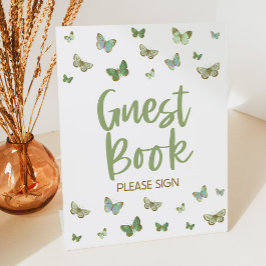 Green Butterfly Gästebuch Bitte Party signieren Sockelschild