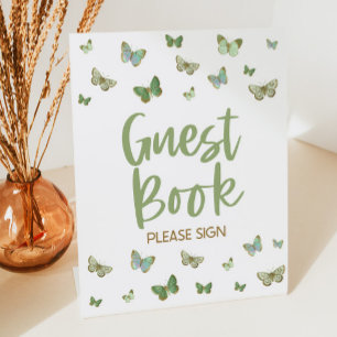 Green Butterfly Gästebuch Bitte Party signieren Sockelschild