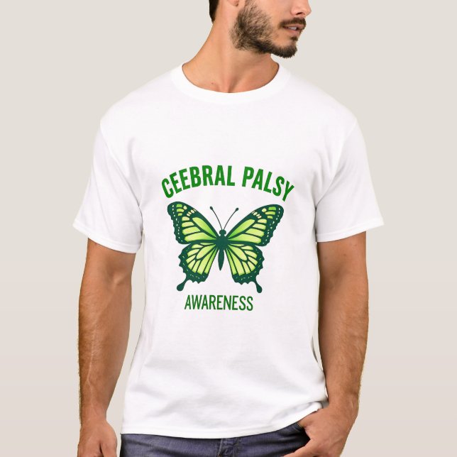 Green Butterfly Icon für Cerebral Palsy Awareness T-Shirt (Vorderseite)