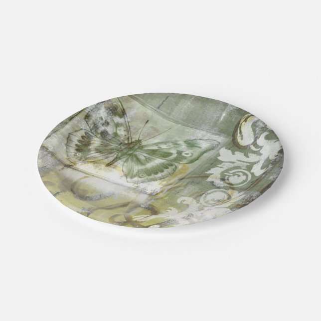 Green Butterfly Inset Pappteller (Schrägansicht)