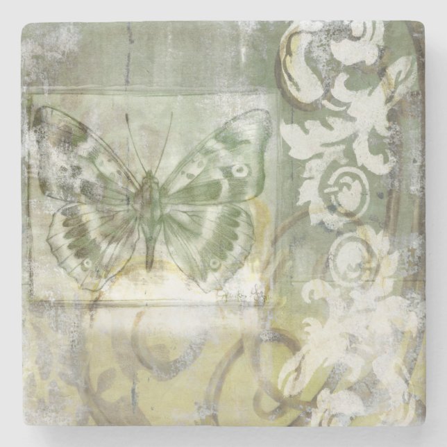 Green Butterfly Inset Steinuntersetzer (Vorderseite)