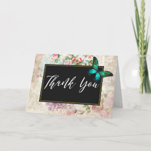 Green Butterfly on Chic Vintag Collage Danke