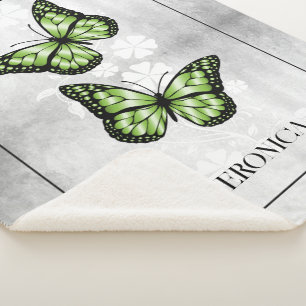 Green Butterfly Personalisiert Sherpa Blanket Sherpadecke