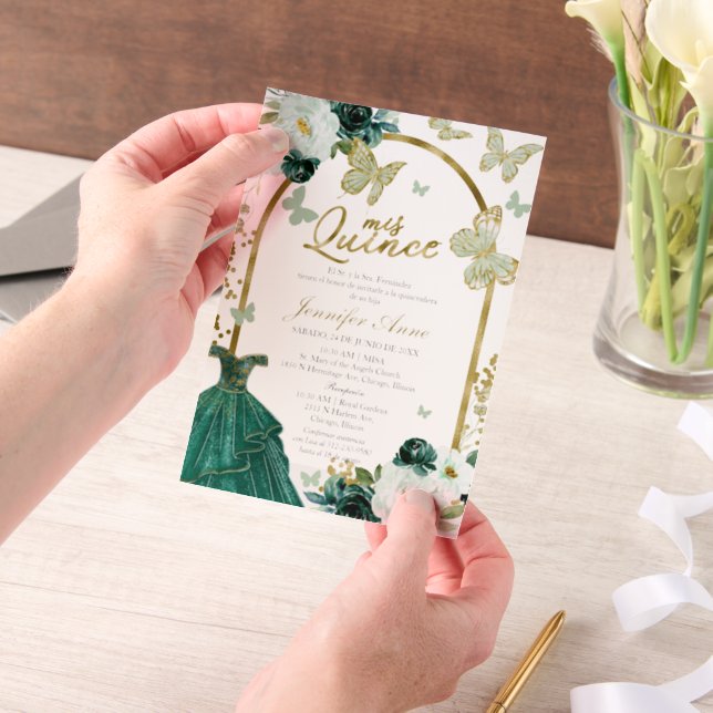 Green Butterfly Spanish Quinceanera (Handgehalten)