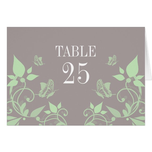 Green Butterfly Tischnummer Card (Vorderseite (Horizontal))