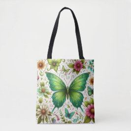 Green Butterfly umgeben von Blume Tasche