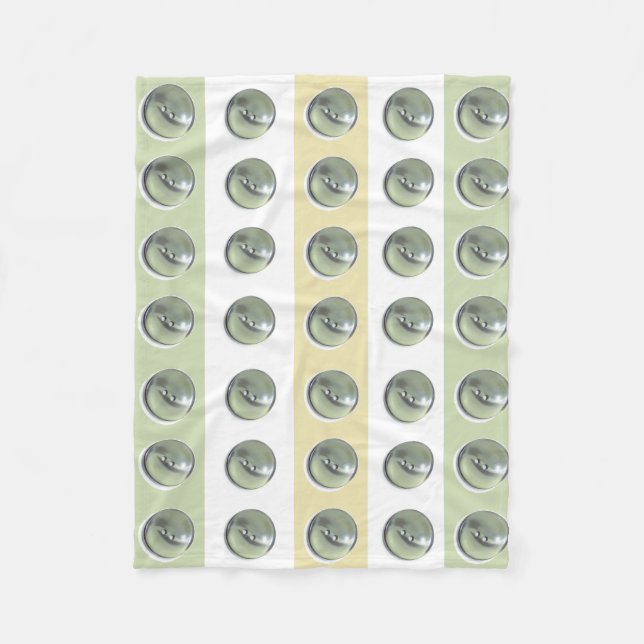 Green Buttons on Stripes Fleecedecke (Vorderseite)