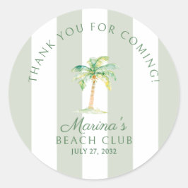 Green Cabana Stripes Palm Beach Club Thank You Runder Aufkleber
