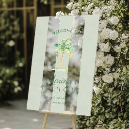 Green Cabana Stripes Palm Beach Club Welcome Acrylschild