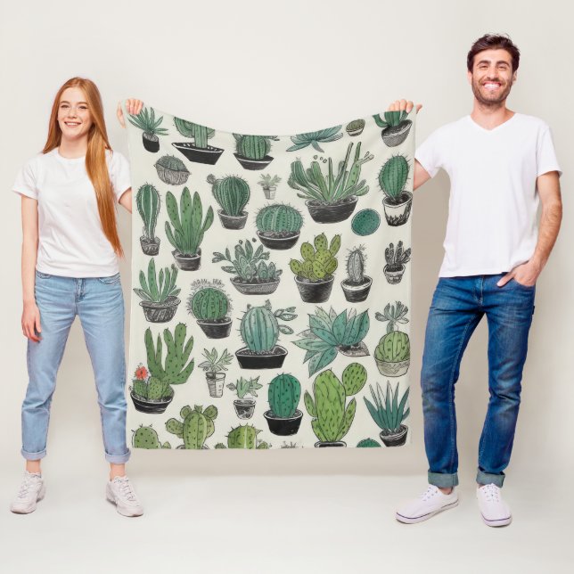 Green Cactus Pattern Fleecedecke (Beispiel)