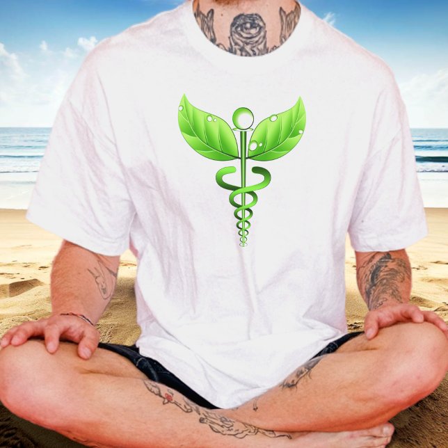 Green Caduceus Alternative Medicine Icon T-Shirt (Von Creator hochgeladen)