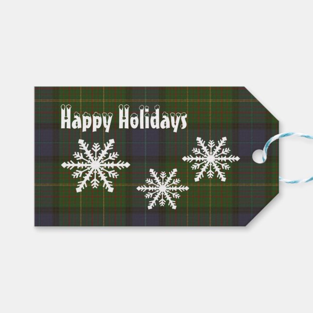 Green California Tartan kariert Xmas Urlaub Brust Geschenkanhänger (Vorderseite (Horizontal))