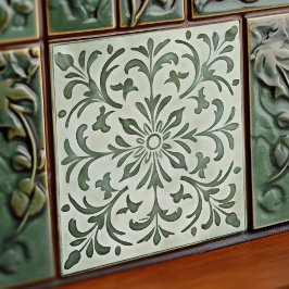 Green Calla Lily Backsplash Repro Art Nouveau Fliese