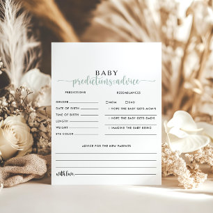 Green Calligraphy Baby Predictions Ratgeber Karten