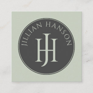 Green Calling Card für die künstlerische Monogram  Quadratische Visitenkarte