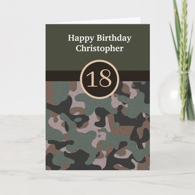 Green Camouflage 18. Geburtstagskarte Karte (Vorderseite)
