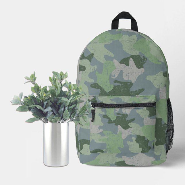Green Camouflage Bedruckter Rucksack (Green camouflage backpack. You can add text, photos, etc.)
