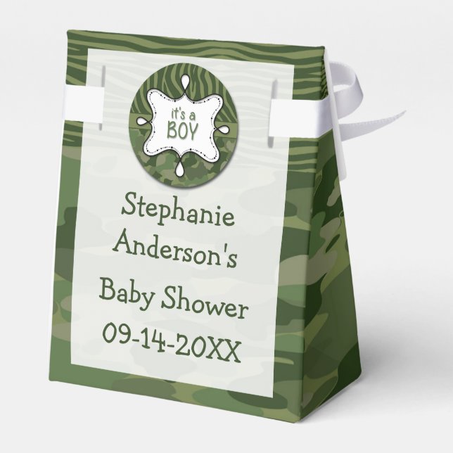 Green Camouflage Boy Baby Showbox Geschenkschachtel (Rückseite)