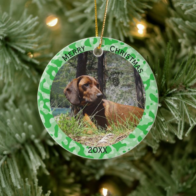 Green Camouflage Camouflage Keramik Ornament (Baum)