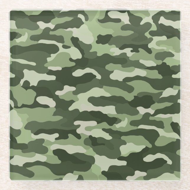 Green Camouflage Glasuntersetzer (Vorderseite)