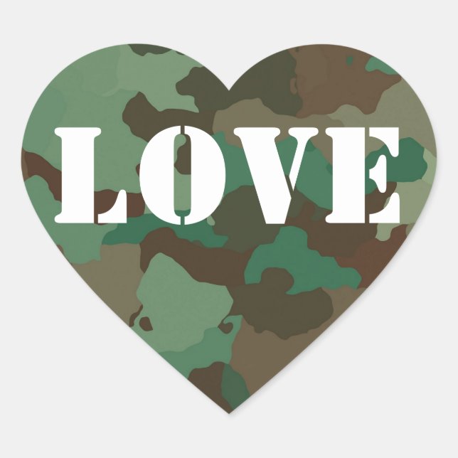 Green Camouflage Liebe Gastgeschenk Hochzeit Aufkl Herz-Aufkleber (Vorderseite)