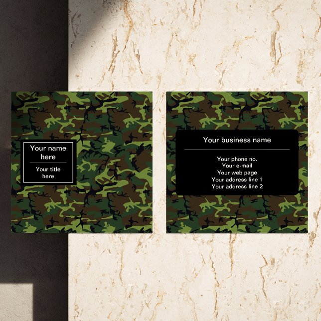 Green Camouflage, Militär, Armee Quadratische Visitenkarte (Von Creator hochgeladen)