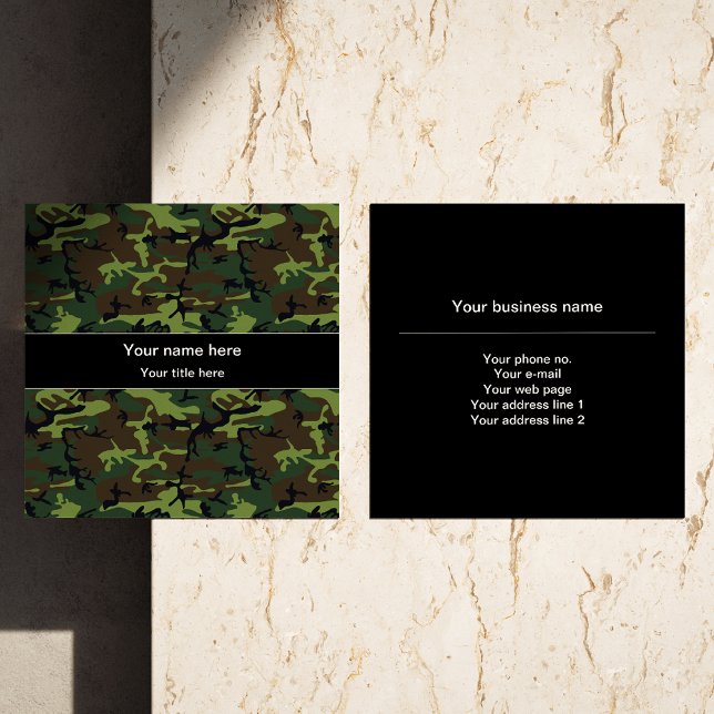 Green Camouflage, Militär, Armee Quadratische Visitenkarte (Von Creator hochgeladen)