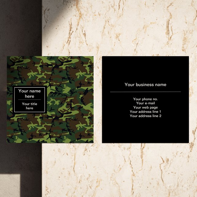 Green Camouflage, Militär, Armee Quadratische Visitenkarte (Von Creator hochgeladen)